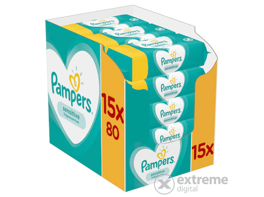 PAMPERS Sensitive nedves törlőkendő, 15 x 80 db
