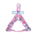 Rózsaszín kockás mintás textil kutyahám "L" méret, 2.5cm x 50-70cm