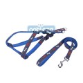 Kék &quot;S&quot; méretű Farmer hatású kutya hám és póráz szettben, választható színekben 1.5x30-50cm