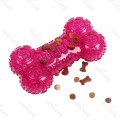 TPR Kutyacsont formájú, pink színű kutyaeledel tartó szórakoztató játék H17.5 x Sz8CM