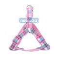 Rózsaszín kockás mintás textil kutyahám "S" méret, 1.5cm x 30-50cm