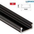LED Alumínium Profil Általános U alakú [D] Fekete 2 méter