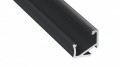 LED Alumínium Profil Asszimetrikus Sarokba rögzíthető [H] Fekete 1 méter