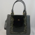 Diva Collection &quot;Diva&quot; fekete/szürke rostbőr női táska egyedi mintával! Akcióóó!
