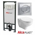Alcaplast AM101/1120 falba építhető WC tartály szerelőkerettel, króm nyomólappal M71+Alföldi saval fali wc 7056 RAKTÁRON!