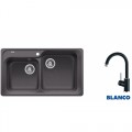 Blanco CLASSIC 8 gránit mosogatótál+ MIDA SILGRANIT álló mosogató csaptelep+ajándék szifon 860x500mm --