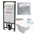 Alcaplast AM101/1120 falba építhető WC tartály szerelőkerettel, króm nyomólappal M71+Kolo Nova Pro Fali Wc ovális, öblítőperem nélkül M33120