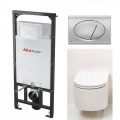Alcaplast AM101/1120 falba építhető WC tartály szerelőkerettel, króm nyomólappal M71+GSG Ceramic Race fali wc RAWCSO
