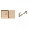 Laveo gránit mosogató + z.f álló csaptelep beige 860 x 500 mm SJV 411T --
