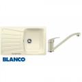 BLANCO NOVA 45S Silgranit mosogató dugókiemelő nélkül jázmin+BLANCO DARAS Silgranit álló csaptelep jázmin