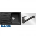 BLANCO NOVA 45S Silgranit mosogató dugókiemelő nélkül antracit+BLANCO DARAS-S Silgranit kihúzhatófejes csaptelep antracit