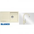BLANCO Zia 5S Silgranit mosogató szűrőkosárral jázmin+BLANCO MIDA SILGRANIT®-Look mosogató csaptelep jázmin --