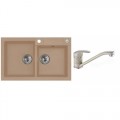 ALVEUS ROCK 90 gránit mosogatótálca 780 x 480x180 mm + csaptelep beige ,,-