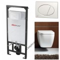 Alcaplast AM101/1120 falba építhető WC tartály szerelőkerettel, fehér nyomólappal M70+ AREZZO design Ohio függesztett wc AR-201