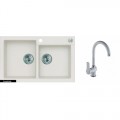 ALVEUS ROCK 90 gránit mosogatótálca 780 x 480x180 mm + magas csaptelep fehér ,,-