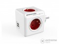 ALLOCACOC Powercube hálózati elosztó (4 aljzat), fehér-piros