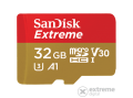 SanDisk Extreme 32GB microSD memóriakártya + adapter, Class 10, UHS-I, V30, A1 (173420)