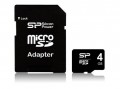 SILICON POWER 4GB microSDHC memóriakártya + adapter, Class 4 (SP004GBSTH004V10SP)