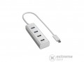 Sharkoon aluminium 4 portos USB3.0 Type C bemenetes Hub, ezüst (4044951019007)
