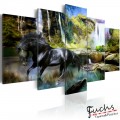 ArtGeist sp. z o o. Kép - Black horse on the background of paradise waterfall