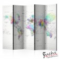 ArtGeist sp. z o o. Paraván - Room divider – White-colorful world map