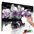 ArtGeist sp. z o o. Kifestő - Purple Orchid (Black Background &amp; Reflection In The Water)