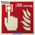 Implaser Tűzjelző kézi jelzésadó csomag, Utánvilágító műanyagalapú biztonsági jel öntapadó 15x15 cm - B150