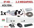 SEC-CAM 1.3MP IP - KÜLTÉRI KOMPAKT KAMERA - 1 KAMERÁS KOMPLETT KAMERARENDSZER - valódi 1.3 MegaPixel (HD 960p) biztonsági megfigyelő szett