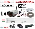 SEC-CAM 1.3MP WIFI IP - KÜLTÉRI WIFI KOMPAKT KAMERA - 1 KAMERÁS KOMPLETT KAMERARENDSZER - vezeték nélküli valódi 1.3 MegaPixel (HD 960p) biztonsági megfigyelő szett