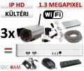 SEC-CAM 1.3MP WIFI IP - KÜLTÉRI WIFI KOMPAKT KAMERA - 3 KAMERÁS KOMPLETT KAMERARENDSZER - vezeték nélküli valódi 1.3 MegaPixel (HD 960p) biztonsági megfigyelő szett