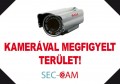 SEC-CAM Figyelmeztető öntapadós matrica - KAMERÁVAL MEGFIGYELT TERÜLET