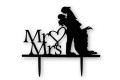 Fekete Mr & Mrs esküvői tortadísz beszúró magasba emelős