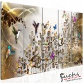 ArtGeist sp. z o o. Kép - Hummingbirds Dance (5 Parts) Gold Narrow