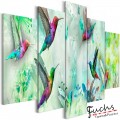 ArtGeist sp. z o o. Kép - Colourful Hummingbirds (5 Parts) Wide Green