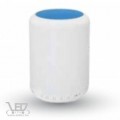 V-TAC melegfehér-3000K + RGB Rádió Bluetooth USB fehér-kék házú asztali LED rádiós lámpa hangszóróval