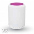 V-TAC melegfehér-3000K + RGB Rádió Bluetooth USB fehér-pink házú asztali LED rádiós lámpa hangszóróval