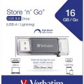 Verbatim Pendrive, 16GB, USB 3.0, Lightning csatlakozó, &quot;Lightning&quot; grafit szürke