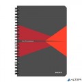LEITZ Spirálfüzet Office A/5 karton borítóval 90 lapos kockás piros