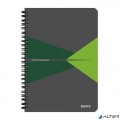 LEITZ Spirálfüzet Office A/5 karton borítóval 90 lapos kockás zöld