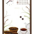 . Üzenőtábla órával és naptárral, 30x45 cm, barna keret