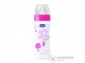 CHICCO Well-Being 330 ml PP cumisüveg, piros, lányos mintával, 4m+