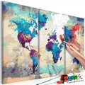 ArtGeist sp. z o o. Kifestő - World Map (Blue &amp; Red) 3 Parts