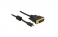 Delock Átalakító Kábel - HDMI-micro D (apa) -> DVI 24+1 (apa) - 2m (83586)