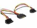 Delock kábel Power SATA 15pin to 2x SATA HDD 90 fokos (60128)