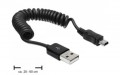 Delock USB 2.0-A male to USB micro-B male, spirál kábel (83162)