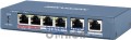 Hikvision DS-3E0106HP-E 6 portos PoE switch, 1 HiPoE + 3 PoE+(at) + 2 uplink port, nem menedzselhető