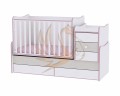 LORELLI MiniMax kombi ágy 72x190 - White &amp; Pink Crossline / Fehér &amp; Pink csíkozás
