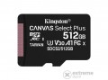 Kingston Canvas Select Plus 512GB micro SDXC memóriakártya, Class 10, A1 (SDCS2/512GBSP)