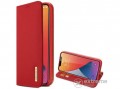 DUX DUCIS Wish álló, valódi bőr flip tok Apple iPhone 12 készülékhez, piros