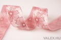 Valex Decor Virágmintás prémium textil szalag drótos szegéllyel 38mm x 6.4m - Rózsaszín